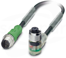 SAC-3P-M12MS/0,3-PUR/M12FR-2LB Kabel czujnika/urządzenia wykonawczego