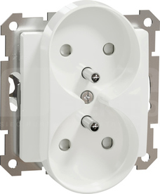 SEDNA DESIGN 2x2P+Z biały Gniazdo sieciowe z przesłonami do syst.ramkowego