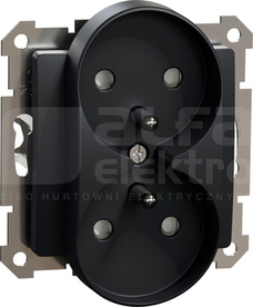 SEDNA DESIGN 2x2P+Z czarny antracyt Gniazdo sieciowe z przesłonami do syst.ramkowego