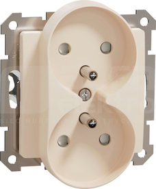 SEDNA DESIGN 2x2P+Z beżowy Gniazdo sieciowe z przesłonami do syst.ramkowego