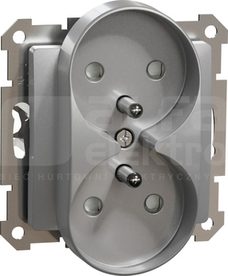 SEDNA DESIGN 2x2P+Z srebrne aluminium Gniazdo sieciowe z przesłonami do syst.ramkowego