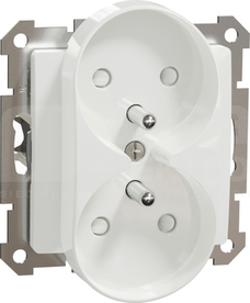 SEDNA DESIGN 2x2P+Z do ramek ELEMENTS biały Gniazdo sieciowe z przesłonami do syst.ramkowego