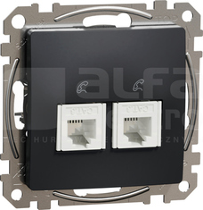 SEDNA DESIGN 2xRJ11 czarny antracyt Gniazdo telefoniczne