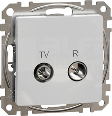 SEDNA DESIGN 10dB srebrne aluminium Gniazdo R/TV przelotowe