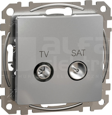 SEDNA DESIGN 10dB srebrne aluminium Gniazdo TV/SAT przelotowe