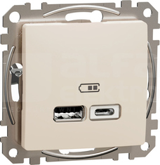 SEDNA DESIGN USB A+C 2,4A beżowy Gniazdo ładowania