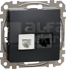 SEDNA DESIGN RJ45 kat.6 UTP+RJ11 czarny antracyt Gniazdo komputerowo-telefoniczne