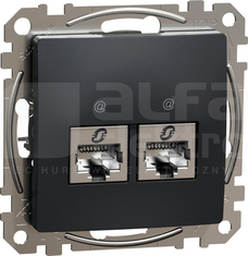 SEDNA DESIGN 2xRJ45 kat.6 STP czarny antracyt Gniazdo komputerowe