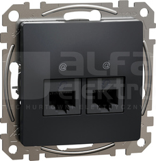 SEDNA DESIGN 2xRJ45 kat.6 UTP czarny antracyt Gniazdo komputerowe