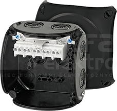 KF 0404 B 104x104x70 IP66/67 5x czarny Puszka odgałęźna natynkowa z przetłocz.