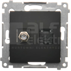 SIMON54 czarny mat Gniazdo antenowe typu F+RJ45 kat.6