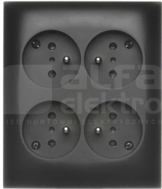 AQUACLICK 4x2P+Z czarny mat Gniazdo poczwórne