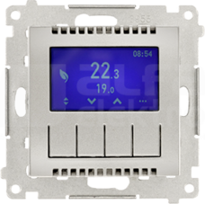 SIMON54 srebrny mat Regulator temperatury z wyświetlaczem