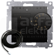 SIMON54 16(2)A czarny mat Regulator temperatury z czujnikiem zewn