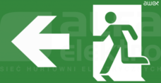 PS24 125x250 zielony/biały Piktogram średni strzałka lewo chłopek w drzwiach