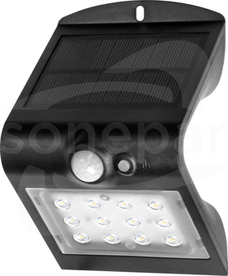 SILOE LED 1,5W/4000K 190lm 1200mAh czarny Naświetlacz solarny LED z czujnikiem ruchu