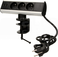 FS-7 3x2P+Z 2xUSB 1,8m Gniazdo meblowe z uchwytem montażowym