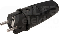 OR-AE-1315 IP44 czarny Wtyczka gumowa prosta z uziemnieniem