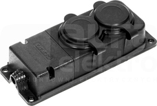 OR-AE-13165 2x16A 230VAC IP44 czarny Rozgałęźnik