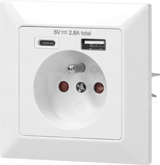 2P+Z USB-A + USB-C Gniazdo pojedyńcze