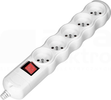 5x2P+Z Schuko biały Rozgałęźnik z wyłącznikiem