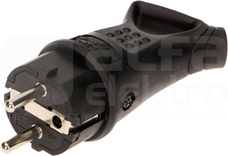 OR-AE-1369 IP44 czarny Wtyczka gumowa z uchem prosta z uziem