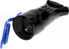 OR-AE-1370 IP44 czarny Gniazdo gumowe z uchem proste z uziem
