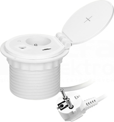OR-GM-9015/W 2P+Z 2xUSB 2,4A 5V biały Gniazdo meblowe z ładowarką