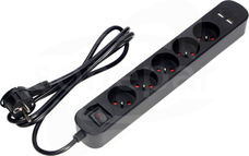 5x2P+Z 3x1,5 2xUSB 2,1A 1,5m czarny Przedłużacz z filtrem