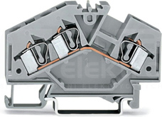 281-631 szara 4mm2 Złączka przelot.3-przewodowa