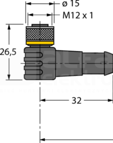 WKC4T-2/TXL złącze M12 żeń.kątowe Przewód czujnikowy PUR 3-żył.2,0m