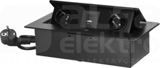 OR-GM-9035/B 2x2P+Z 2xUSB 1,5m czarny Gniazda wpuszczane w blat pł.rant