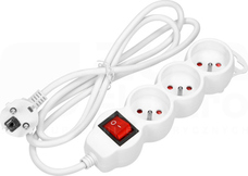 3x2P+Z 5m 3x1,5mm2 16A biały Przedłużacz 3-krotny z wyłącznikiem