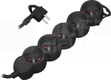 2P+Z 3m 3x1,5mm2 16A czarny Przedłużacz5-krotny