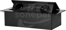 USB 2x2P+Z 2xUSB (typ A+C, 3,6A) czarne Gniazda wpuszczane w blat