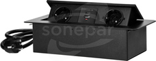 2x2P+Z SCHUKO2xUSB typ A+C 3,6A czarne Gniazdo wpuszczane