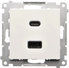 SIMON55 USB A+C 3,1A biały mat Ładowarka USB podwójna
