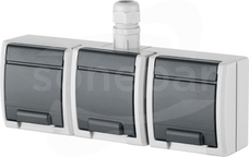 AQUANT GNT-3x2P+Z szary IP65 Gniazdo sieciowe natynkowe z klapką