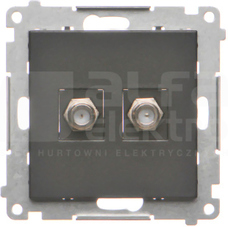 SIMON55  czarny mat Gniazdo antenowe typu F podwójne