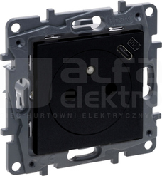 NILOE STEP 2P+Z USB typ C czarny Gniazdo zasilające z ładowarką
