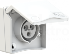 DESIGN 16A 2P+Z 230V IP44 biały Gniazdo tablicowe nikiel