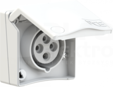 DESIGN 16A 3P+Z 400V IP44 biały Gniazdo tablicowe nikiel