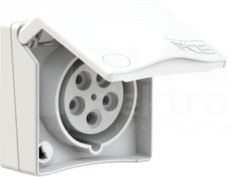 DESIGN 16A 5P 400V IP44 biały Gniazdo tablicowe nikiel