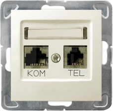 IMPRESJA ecru Gniazdo komputerowo-telefoniczne
