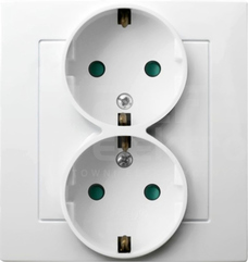 AS 2x2P+Z SCHUKO IP20 biały Gniazdo podwójne z przesłonami styków