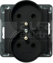 SONATA 2x2P+Z IP20 czarny met. Gniazdo podwójne