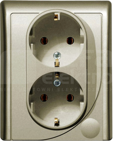 EFEKT 2x2P+Z SCHUKO IP20 satyna Gniazdo podwójne
