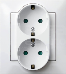 IMPRESJA 2x2P+Z SCHUKO IP20 biały Gniazdo podwójne z przesłonami styków