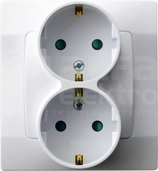 KARO 2x2P+Z SCHUKO IP20 biały Gniazdo podwójne z przesłonami styków