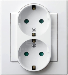 SONATA 2x2P+Z SCHUKO IP20 biały Gniazdo podwójne z przesłonami styków